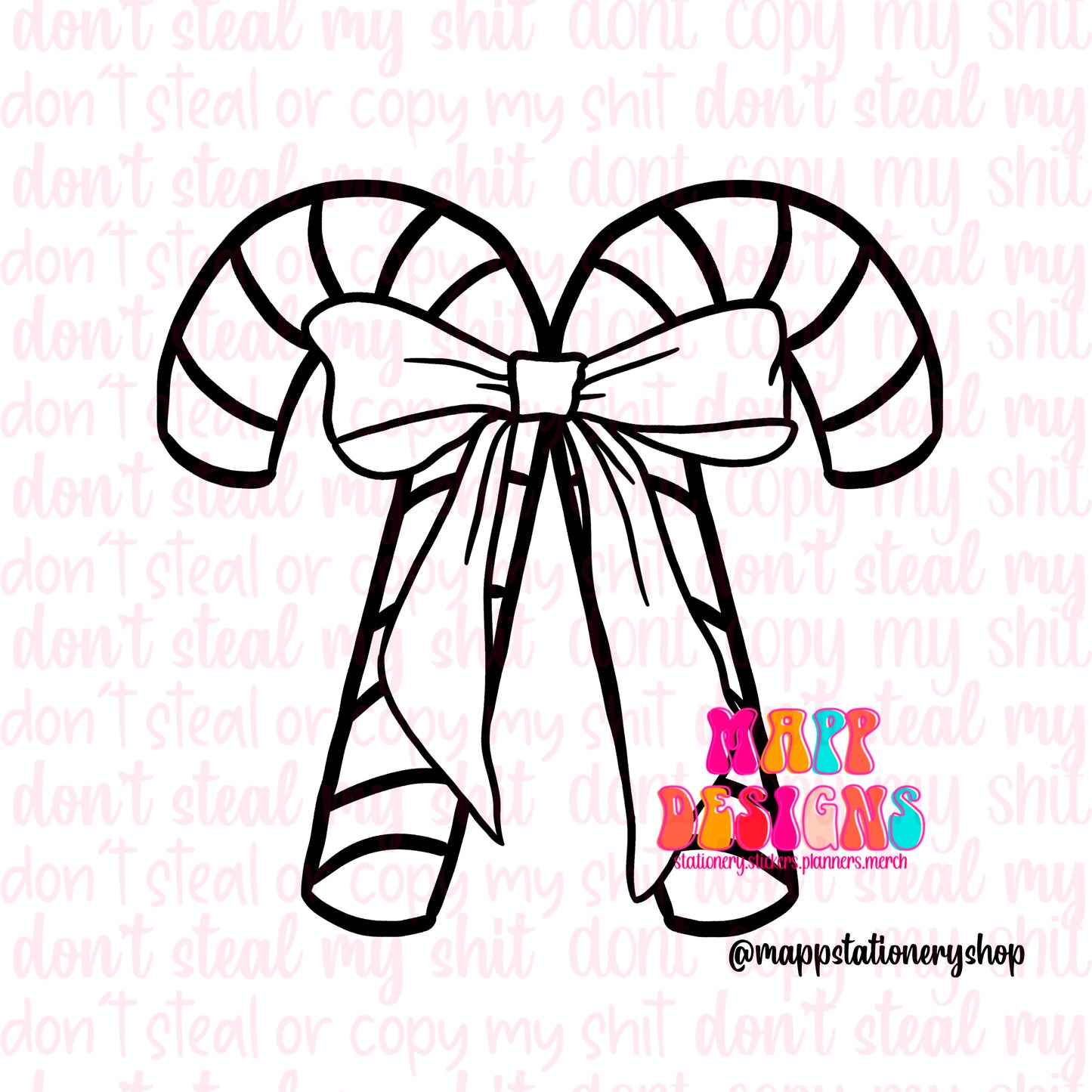 Candy Cane Bow coloring page