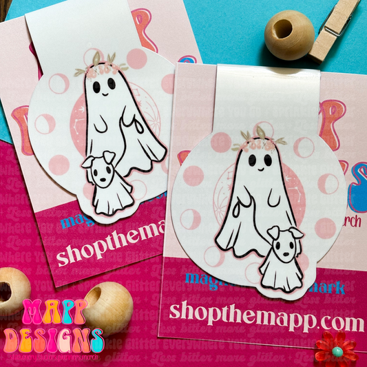 Ghostie Walking Dog Magnetic Bookmark